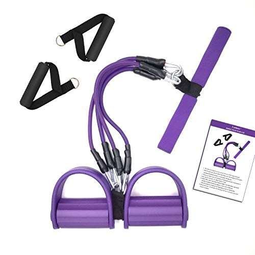 Foot Pedal Resistance Band with Handle, 4-Tube Full Body...