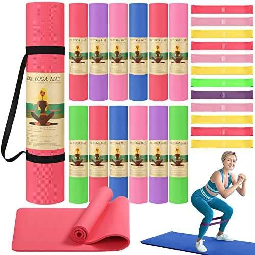 Hoolerry 36 Pieces Yoga Mats Sets Includes Mats, Bands,...