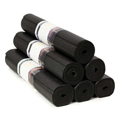 Sunshine Yoga Voyage Yoga Mat, 6 Pack, 5mm Thick Black