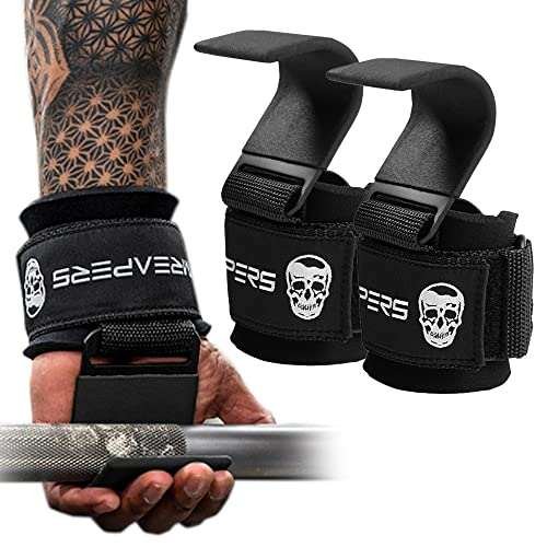 Gymreapers Weight Lifting Hooks (Pair), Heavy Duty Grip...