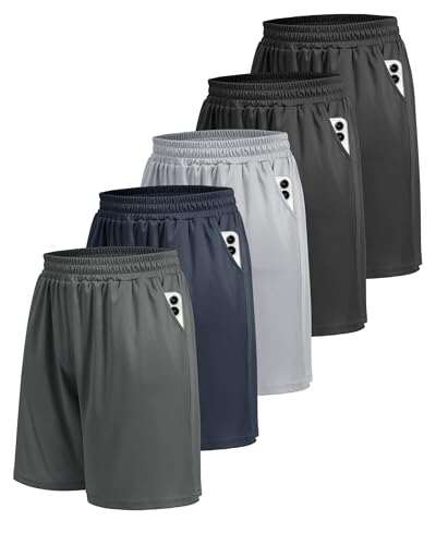 BOOJO 5 Pack Athletic Gym Mens Shorts Quick Dry with
