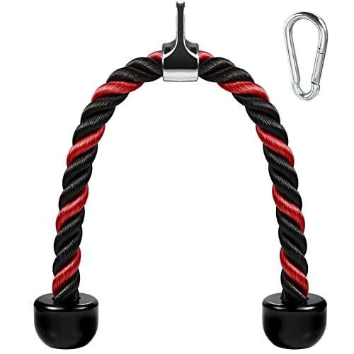 AWEFRANK Deluxe Tricep Rope Pull Down Cable, Dual Length