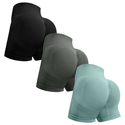 OVESPORT 3 Piece Workout Shorts for Women High Waisted...