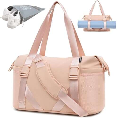 MAXTOP Gym Tote Bag for Women Pink Yoga Mat Holder
