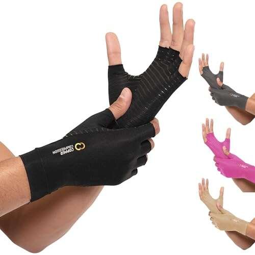 Copper Compression Arthritis Gloves | Fingerless Arthritis...