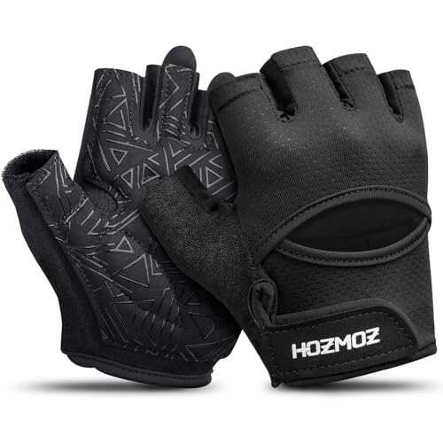 HOZMOZ Ventilated Weight Lifting Gloves, Thick Padded Palm...
