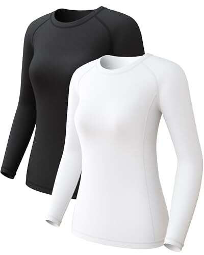 2 Pack Women's Long Sleeve Compression Shirts, Cool Dry...