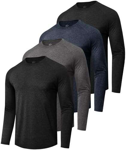4 Pack Long Sleeve Shirts for Men Quick Dry Sun