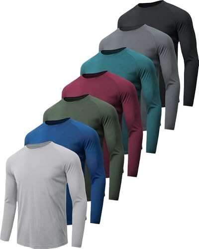 MLYENX 4-7 Pack Long Sleeve Shirts for Men Moisture Wicking