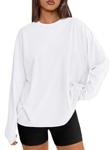 Trendy Queen Womens Spring Tops Oversized Long Sleeve Basic...