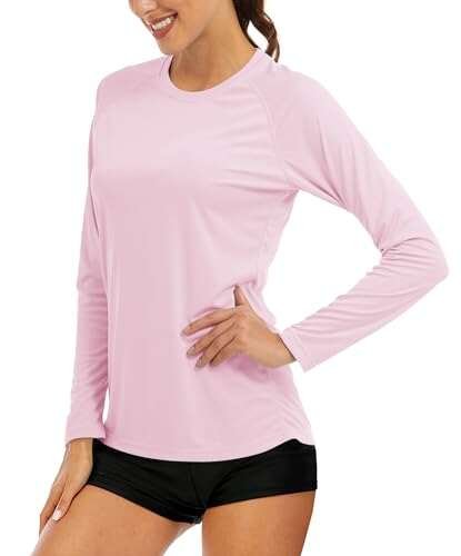 UV Shirts for Women Long Sleeve Shirts Athletic Pink