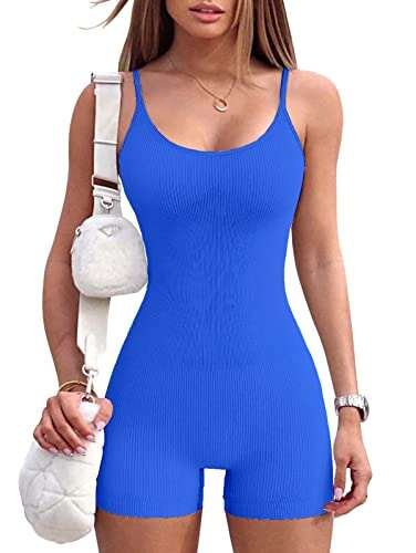 YIOIOIO Women Workout Seamless Jumpsuit Yoga Ribbed Bodycon...