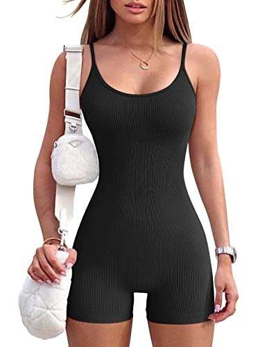 YIOIOIO Women Workout Seamless Jumpsuit Yoga Ribbed Shorts...