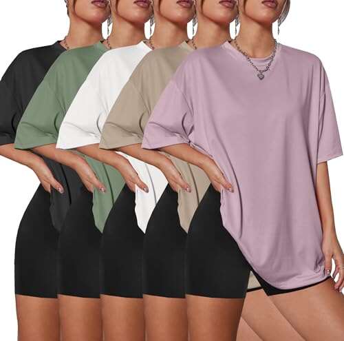 Kinglaman 5 Pack Womens Oversized T Shirts Plus Size