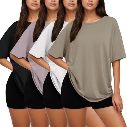 Siimcuzy 4 Pack Oversized Tshirts for Women, Plus Size