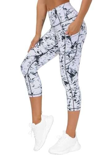 THE GYM PEOPLE Thick High Waist Capris Yoga Pockets