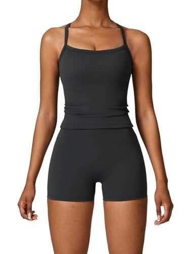QBGJTD Two Piece Workout Sets For Women High Waist Shorts
