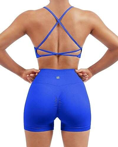 SUUKSESS Women Seamless 2 piece Workout Sets Padded Bra...
