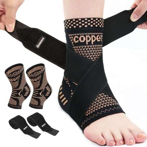 INDEEMAX Ankle Brace for Women & Men, Copper Infused Support
