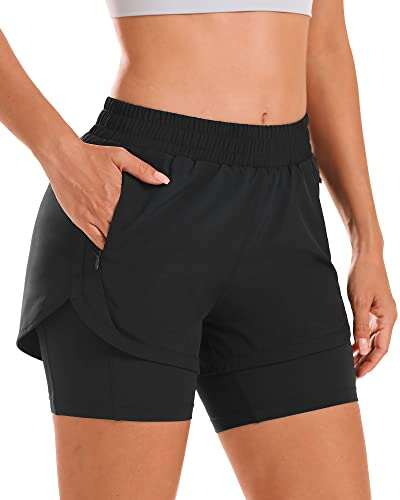 Stelle Women 2 in 1 Running Shorts High-Waisted with Liner