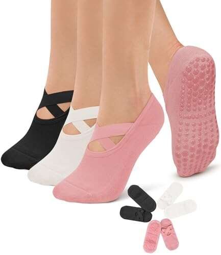 Diu Life 3 Pack Pilates Socks Yoga Grip Socks