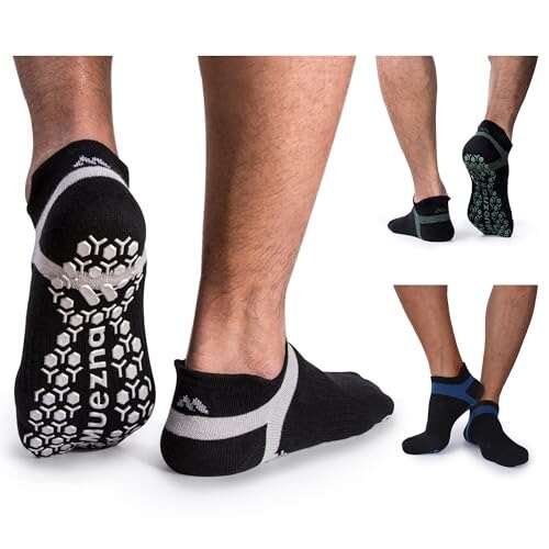 Muezna Men's Non-Slip Yoga Socks, Anti-Skid Pilates, Grip...
