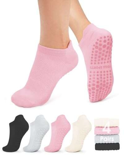 yeuG Pilates Socks with Grips for Women for Yoga, Barre