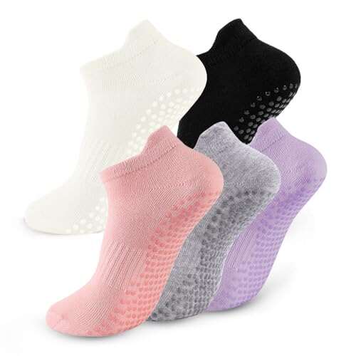kepiibi 5 Pairs Pilates Socks with Grips for Women Yoga