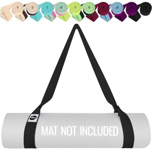 TECEUM Yoga Mat Strap – Black & Adjustable Mat Sling
