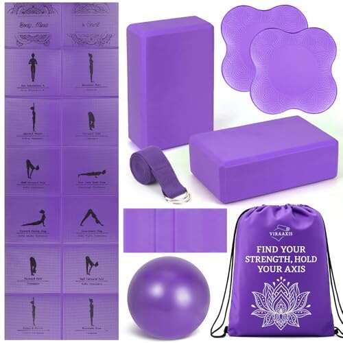 Foldable Yoga Mat and Blocks Set for Women Beginners