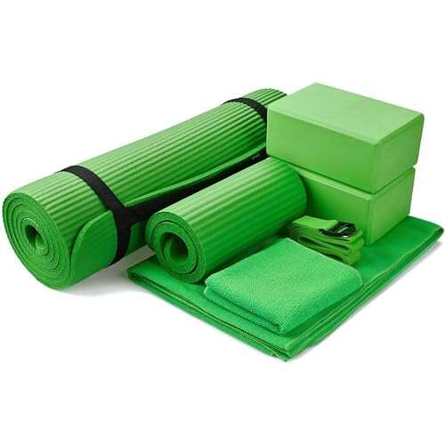 BalanceFrom 7-Piece Yoga Set with 71x24x0.5 Inches Extra...