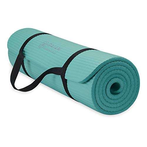 Gaiam Essentials Thick Yoga Mat Fitness & Exercise Mat Strap