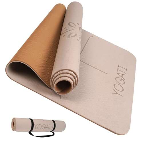 YOGATI® Non Slip Yoga Mat with Alignment Lines