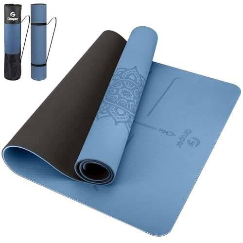 Yoga Mat Non Slip TPE Thick Yoga Alignment Mark Large