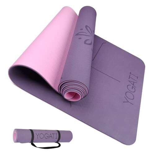 YOGATI Yoga Mat with Alignment Lines. Exercise Mat Non-slip.