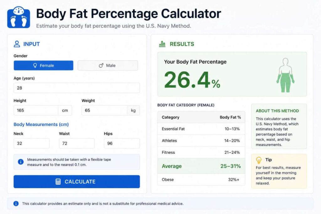 Body Fat Percentage Calculator Body Fat Percentage Calculator